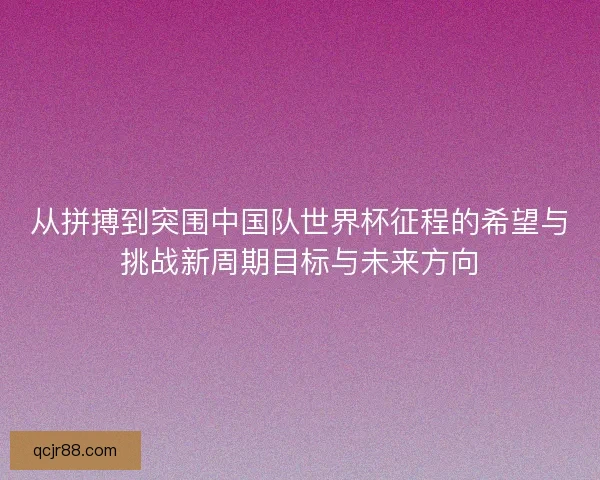 从拼搏到突围中国队世界杯征程的希望与挑战新周期目标与未来方向 从拼搏到突围中国队世界杯征程的希望与挑战新周期目标与未来方向