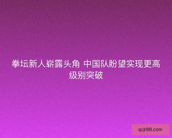 拳坛新人崭露头角 中国队盼望实现更高级别突破 拳坛新人崭露头角 中国队盼望实现更高级别突破